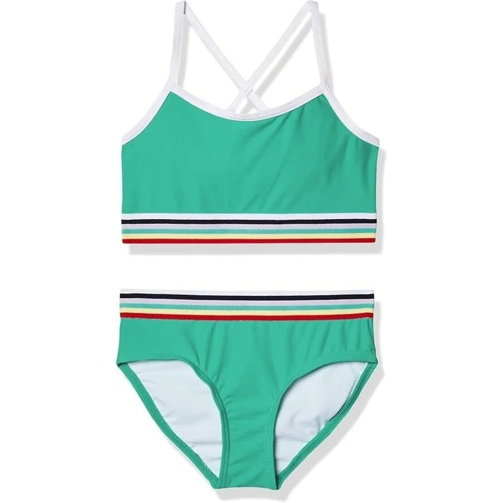 Kanu Surf Girl's Tanya‎ UPF 50+ Beach Sport Athletic Bikini - Atlantis - 6X